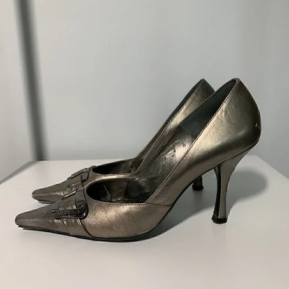 Pewter Stiletto Pumps - Size 8 - Picture 5 of 11